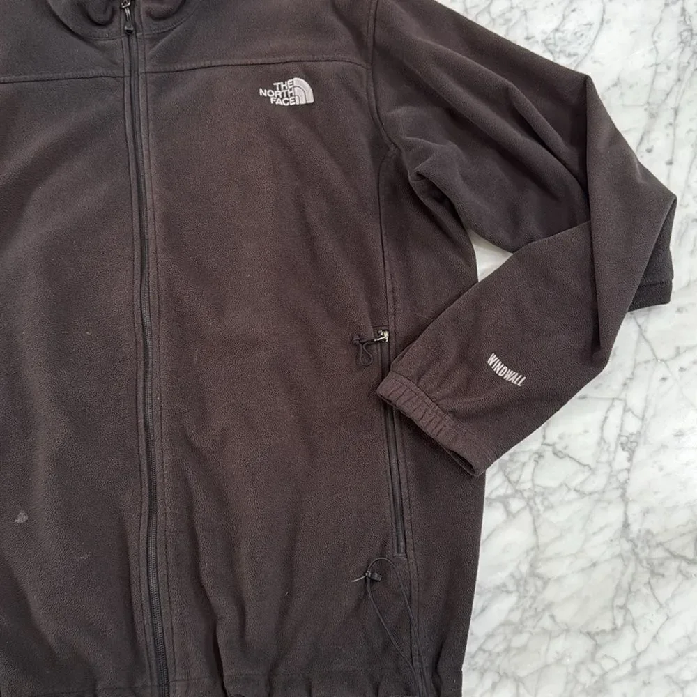 North Face Jacket Mens Fleece Full Zip Black Windwall - XL